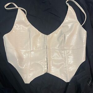 White Fox leather crop